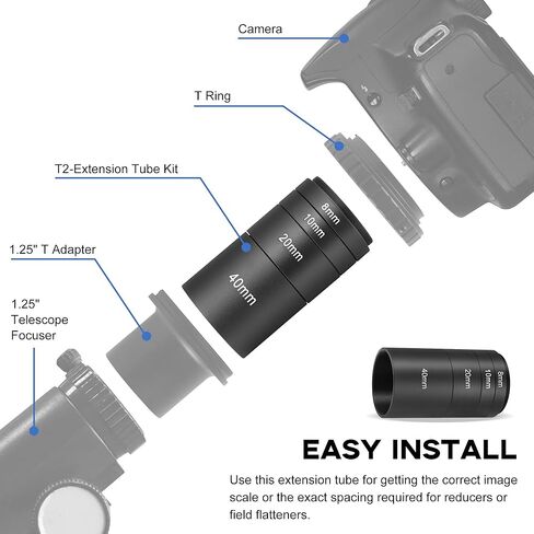 محول صور تلسكوب Alstar لكاميرات Minolta AF وSony A Mount DSLR - حزمة مع - طقم أنبوب تمديد T2 فلكي in Kuwait