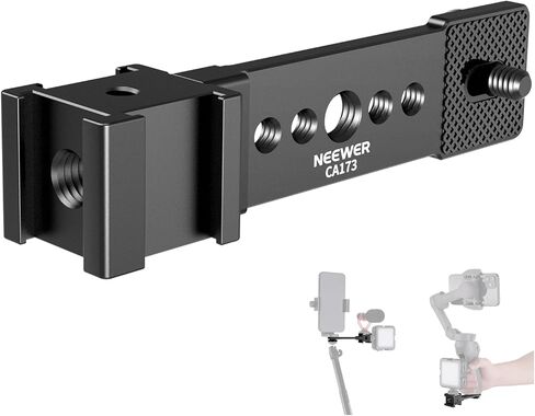 NEEWER Triple Cold Shoe Mount Plate for Mic LED Light, Metal Extension Bracket Microphone Stand Rig 1/4" 3/8" Compatible with DJI OSMO Mobile Zhiyun Feiyu Vimble Hohem Phone Gimbal Stabilizer, CA173 in Saudi Arabia