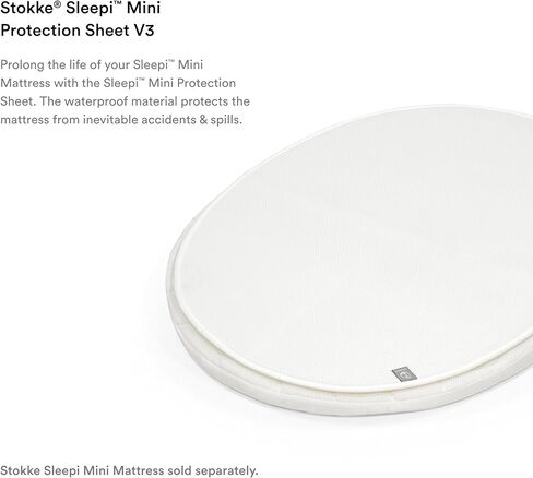 Stokke Sleepi Mini Protection Sheet V3, White - Compatible with Sleepi Mini Mattress V3 - Protects Against Accidents & Spills - Machine Washable in Saudi Arabia