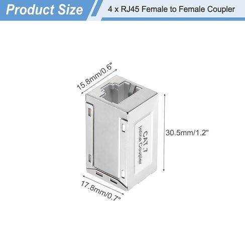 MECCANIXITY 4PCS RJ45 CAT7 Ethernet Coupler, Ethernet Coupler Female to Female in Line Cat7 Cat6 Cat5e Cat5 Extender Cable Adapter, Grey in Saudi Arabia