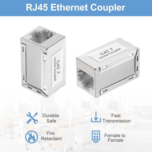 MECCANIXITY 4PCS RJ45 CAT7 Ethernet Coupler, Ethernet Coupler Female to Female in Line Cat7 Cat6 Cat5e Cat5 Extender Cable Adapter, Grey in Saudi Arabia