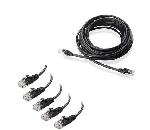 Cable Matters 1-Pack 20-Foot Snagless Cat 6a, Cat6a (SSTP, SFTP) Shielded Ethernet Cable in Black & 5-Pack 10-Foot Cat6 Ultra Thin Ethernet Cable in Saudi Arabia