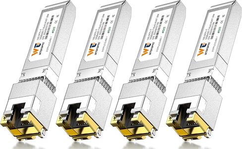 1.25/5/10G-T SFP+ to RJ45 Transceiver, 4 Pack Auto-Negotiation CAT.6a Copper SFP+ Ethernet Module, up to 30-Meter, up to 30m, for Cisco, Netgear and More in Saudi Arabia