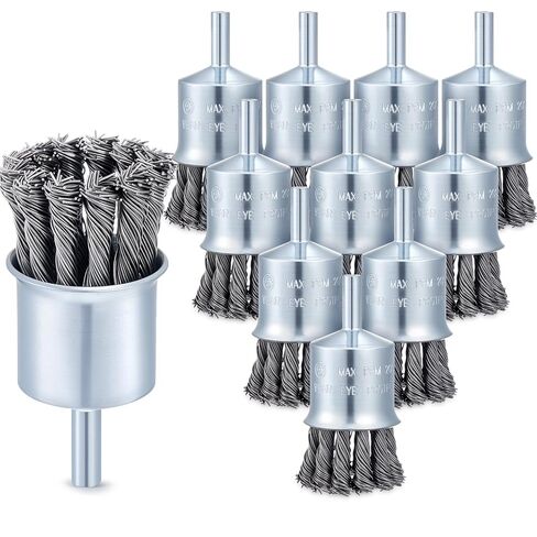 10 Pack 10 Pack 1 Inch Knot Wire Brush for Drill- 1/4 Inch Shank Drill Grinder Attachment - Sturdy Twist Die Grinder Wire Wheel for Paint Removal, Cleaning, Deburring Carbon Steel Black in Saudi Arabia