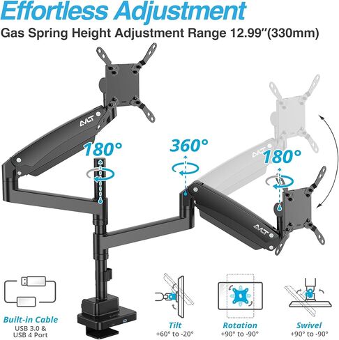 AVLT Dual 57 Inch Heavy Duty Stacking Monitor Arm and Single Monitor Arm Add-On Kit Easy to Install Top Mount in Saudi Arabia