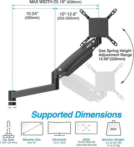 AVLT Dual 57 Inch Heavy Duty Stacking Monitor Arm and Single Monitor Arm Add-On Kit Easy to Install Top Mount in Saudi Arabia
