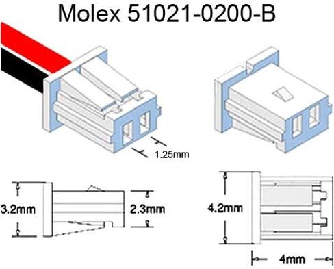 بطارية CR2032 CMOS مع أسلاك توصيل وموصل سلك MOLEX (51021-0200-B 1.25 مم) لبطارية اللوحة الأم للكمبيوتر أو الكمبيوتر المحمول - 3 فولت in Kuwait