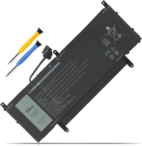 MULS N7HT0 52Wh Battery Compatible with Dell Latitude 9510 9520 Latitude 9510 2-in-1 Series Laptop Notebook TVKGH V5K68 N2NLL HYMNG 08NFC7 N2NLL N7HTO 0PKW00 089GNG 0HYMNG 6500mAh 4 Cells in Saudi Arabia