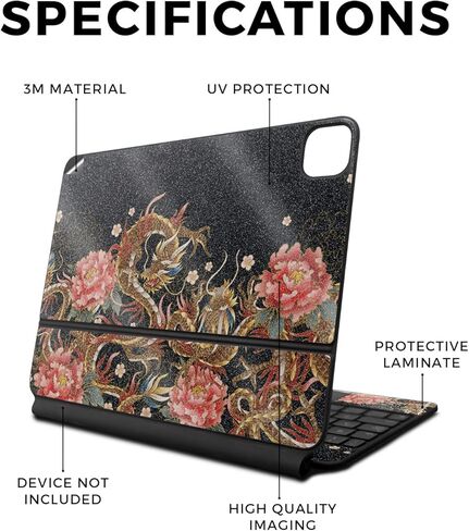 غلاف لامع لامع متوافق مع لوحة مفاتيح Apple Magic Keyboard لجهاز iPad Pro مقاس 13 بوصة (M4) 2024 - Stitch Dragons - غطاء واقٍ من الفينيل 3M ممتاز - سهل الاستخدام | صُنع في الولايات المتحدة الأمريكية بواسطة MightySkins in Kuwait