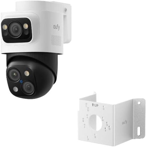 eufy PoE Bullet-PTZ Cam S4 مع دعامة تثبيت على الزاوية eufy (T870B)، كاميرا NVR إضافية، عدسة ثلاثية 4K UHD، مجال رؤية 122 درجة، دوران وإمالة 360 درجة، تكبير هجين 8×، تتبع الذكاء الاصطناعي، ضوء أحمر وأزرق، رؤية ليلية ملونة in Kuwait