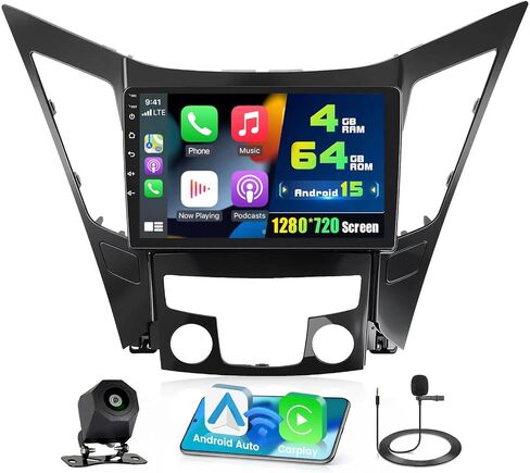 راديو 4+64G لسيارة Hyundai Sonata 2010-2015، شاشة لمس IPS مقاس 9 بوصة ستيريو Android 15 لاسلكي Apple Carplay Android Auto 32EQ 5G WiFi 1080P بلوتوث + كاميرا احتياطية AHD مجانية in Saudi Arabia