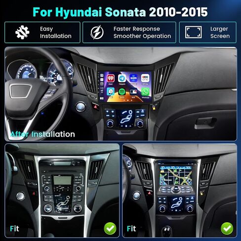 راديو 4+64G لسيارة Hyundai Sonata 2010-2015، شاشة لمس IPS مقاس 9 بوصة ستيريو Android 15 لاسلكي Apple Carplay Android Auto 32EQ 5G WiFi 1080P بلوتوث + كاميرا احتياطية AHD مجانية in Saudi Arabia