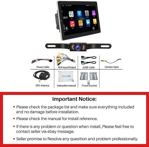 Android 13.0 Rotatable Universal Double Din Car Stereo 10 Inch HD Touch Screen Car Audio Multimedia Receiver with Carplay Android Auto GPS Radio Navigation Bluetooth Camera(2G+32G) in Saudi Arabia