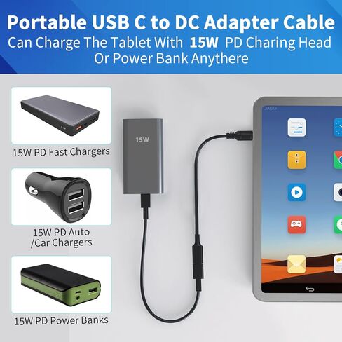 كابل محول USB C بطول 3.28 قدم إلى 3.5 مم × 1.35 مم، كابل طاقة محول العرض مصنوع لجهاز توجيه كاميرا الويب، وكاميرا IP، وفرشاة الأسنان الكهربائية، وشريط إضاءة LED، محمول للاختبار في الهواء الطلق، والاستوديو والسفر in Kuwait