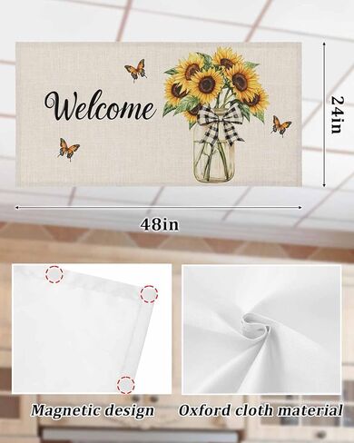 Fluorescent Light Covers for Ceiling Lights 1 Piece, Yellow Sunflower Magnetic Classroom Light Covers 4x2 Feet, Butterfly Beige Vintage Country Fluorescent Ceiling Filters for Office Classroom in Saudi Arabia
