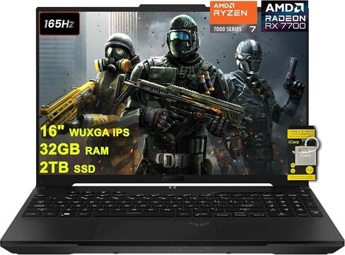 كمبيوتر محمول ASUS TUF Gaming A16 مقاس 16 بوصة WUXGA IPS 144 هرتز AMD 6-core Ryzen 7 7445HS 16 جيجابايت ذاكرة الوصول العشوائي 512 جيجابايت SSD GeForce RTX 4050 (ما يصل إلى 194 قمة AI) RGB بإضاءة خلفية USB4 اتجاهين إلغاء الضوضاء AI Win11 ICP Hub in Kuwait