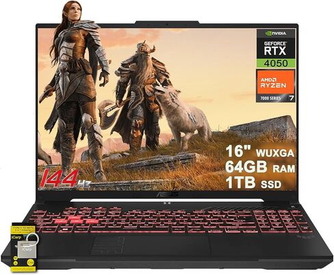 كمبيوتر محمول ASUS TUF Gaming A16 مقاس 16 بوصة WUXGA IPS 144 هرتز AMD 6-core Ryzen 7 7445HS 16 جيجابايت ذاكرة الوصول العشوائي 512 جيجابايت SSD GeForce RTX 4050 (ما يصل إلى 194 قمة AI) RGB بإضاءة خلفية USB4 اتجاهين إلغاء الضوضاء AI Win11 ICP Hub in Kuwait