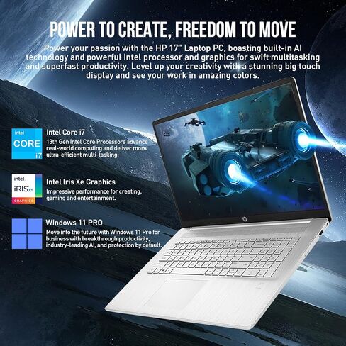 HP 17 Inch Laptop Touchscreen Computer, 17.3" HD+ Touch Screen Business Laptop PC, Intel Core i7, 64GB RAM, 2TB SSD, Windows 11 Pro, Backlit 10-Key, FP in Kuwait