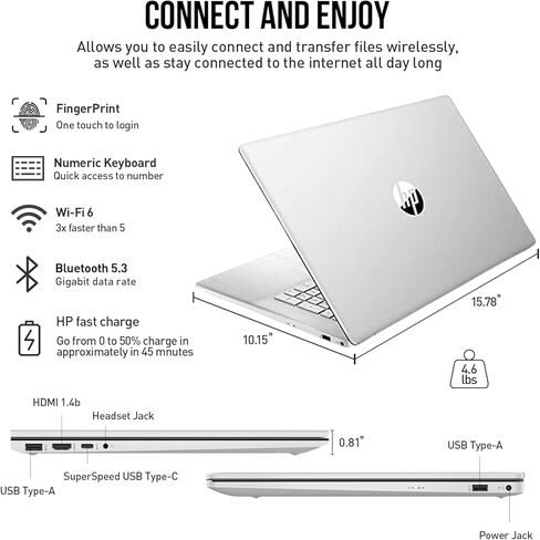 HP 17 Inch Laptop Touchscreen Computer, 17.3" HD+ Touch Screen Business Laptop PC, Intel Core i7, 64GB RAM, 2TB SSD, Windows 11 Pro, Backlit 10-Key, FP in Kuwait