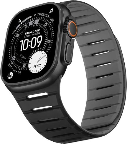 متوافق مع سوار ساعة Apple 49 46 45 44 42 مم، حزام حلقة بديل ناعم وجيد التهوية مزدوج الجوانب لساعة iWatch Ultra SE Series 11 10 9 8 7 6 5 4 3 (بني/نيلي) in Kuwait