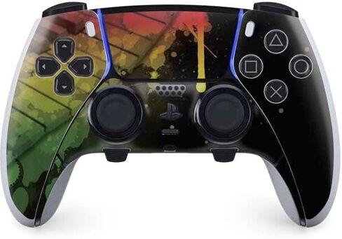 غلاف Skinit المخصص للألعاب متوافق مع وحدة تحكم PS5 DualSense Edge Pro - تصميم مفاتيح ألوان Rasta المصمم في الأصل من Skinit in Kuwait