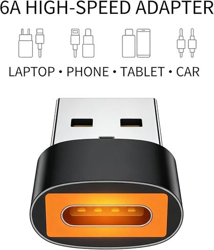 10 عبوات من محول USB-C إلى USB بقدرة 200 واط، ونقل بيانات 480 ميجابايت ومحول شحن سريع لسلسلة iPhone 16/15 وساعة Apple Watch Ultra/8/7 (أسود) in Kuwait