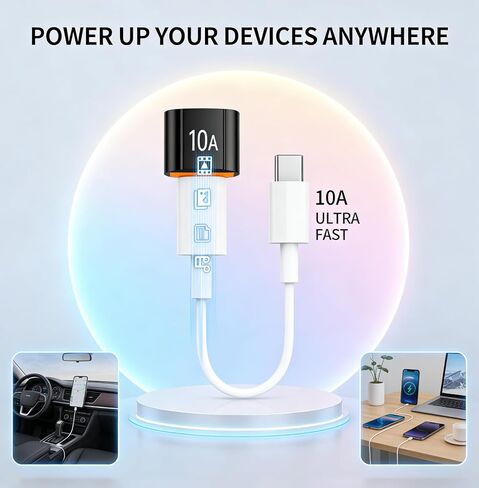 10 عبوات من محول USB-C إلى USB بقدرة 200 واط، ونقل بيانات 480 ميجابايت ومحول شحن سريع لسلسلة iPhone 16/15 وساعة Apple Watch Ultra/8/7 (أسود) in Kuwait