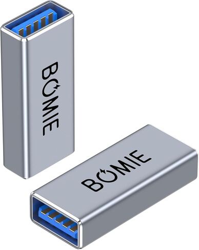 محول USB أنثى إلى أنثى 2 حزمة، USB 3.0 نوع A أنثى إلى أنثى موصل محول تمديد، 5 جيجابت في الثانية نقل البيانات والشحن لتوصيل التمديد اثنين USB-A ذكر ينتهي كابل الألومنيوم قذيفة رمادي in Kuwait