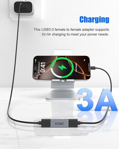 محول USB أنثى إلى أنثى 2 حزمة، USB 3.0 نوع A أنثى إلى أنثى موصل محول تمديد، 5 جيجابت في الثانية نقل البيانات والشحن لتوصيل التمديد اثنين USB-A ذكر ينتهي كابل الألومنيوم قذيفة رمادي in Kuwait