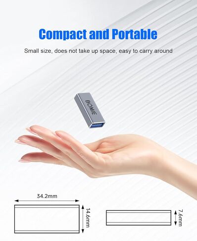 محول USB أنثى إلى أنثى 2 حزمة، USB 3.0 نوع A أنثى إلى أنثى موصل محول تمديد، 5 جيجابت في الثانية نقل البيانات والشحن لتوصيل التمديد اثنين USB-A ذكر ينتهي كابل الألومنيوم قذيفة رمادي in Kuwait