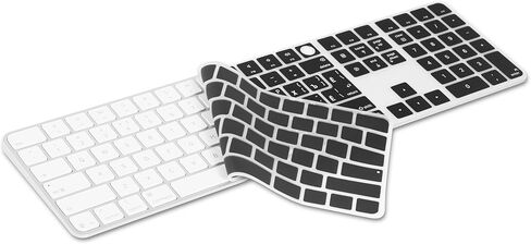XSKN Russian Black EU&US Universal Version Silicone Keyboard Cover Skin for 2024 iMac 24 inch M4 Magic Keyboard with Touch ID and Numeric Keypad A3119 in Saudi Arabia