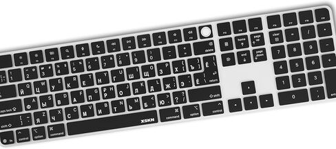 XSKN Russian Black EU&US Universal Version Silicone Keyboard Cover Skin for 2024 iMac 24 inch M4 Magic Keyboard with Touch ID and Numeric Keypad A3119 in Saudi Arabia