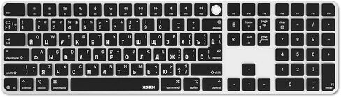 XSKN Russian Black EU&US Universal Version Silicone Keyboard Cover Skin for 2024 iMac 24 inch M4 Magic Keyboard with Touch ID and Numeric Keypad A3119 in Saudi Arabia