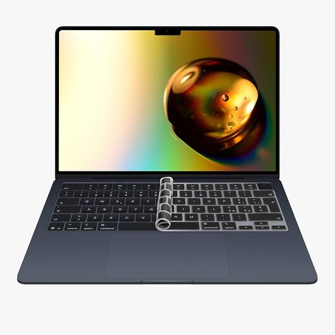 kwmobile Keyboard Cover Compatible with Apple MacBook Air 13 M4 2025 A3240 - QWERTY (Spain) Layout Keyboard Cover Silicone Skin - Black in Saudi Arabia