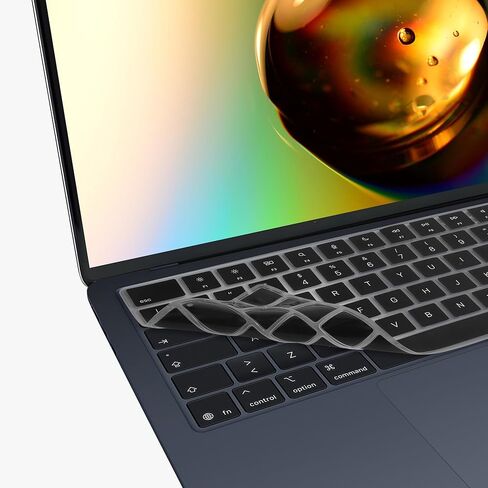 kwmobile Keyboard Cover Compatible with Apple MacBook Air 13 M4 2025 A3240 - QWERTY (Spain) Layout Keyboard Cover Silicone Skin - Black in Saudi Arabia
