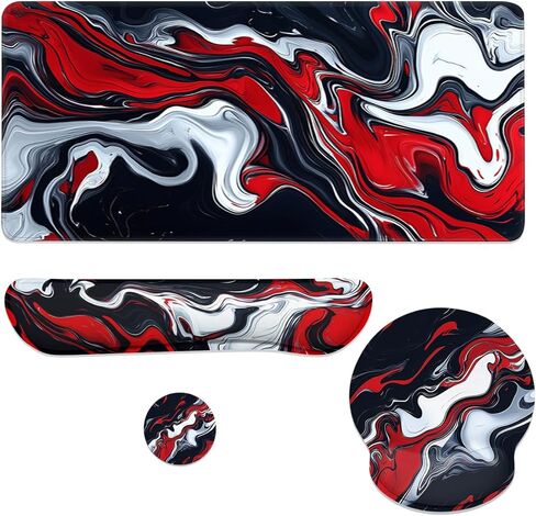 Flowers Mouse Pad Set Colorful Abstract Floral Pattern Gaming Mousepad 4in1 Desk Mat for Desktop Wrist Support Cup Coaster Set Ergonomic Computer Desk Arm Wrist for Decor Home Office in Saudi Arabia