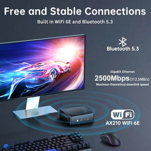 Thdeukoty Mini PC i9-12900H 14C/20T، 64G DDR5 RAM 1T SSD، كمبيوتر مكتبي صغير Windows 11 Pro (TPM2.0)، شاشة ثلاثية DP/HDMI/Type-C، WiFi 6E Bluetooth5.3 للمنزل/الأعمال in Kuwait