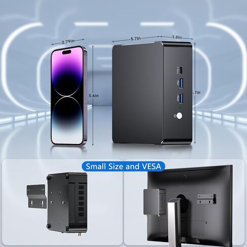 Thdeukoty Mini PC i9-12900H 14C/20T، 64G DDR5 RAM 1T SSD، كمبيوتر مكتبي صغير Windows 11 Pro (TPM2.0)، شاشة ثلاثية DP/HDMI/Type-C، WiFi 6E Bluetooth5.3 للمنزل/الأعمال in Kuwait