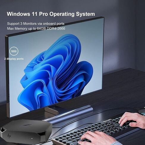 كمبيوتر مكتبي HP Z2 Mini G4 Workstation، Core i7-8700T 3.2 جيجا هرتز، ذاكرة الوصول العشوائي 8 جيجا، 256 جيجا SSD، الماوس ولوحة المفاتيح، منافذ العرض، Windows 11 Pro (متجدد) in Kuwait