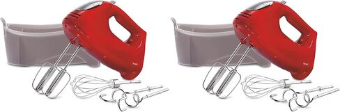 Hamilton Beach 6-Speed Electric Hand Mixer with Whisk, Traditional Beaters, Dough Hooks, Snap-On Storage Case, 275 Watts, Red in Saudi Arabia