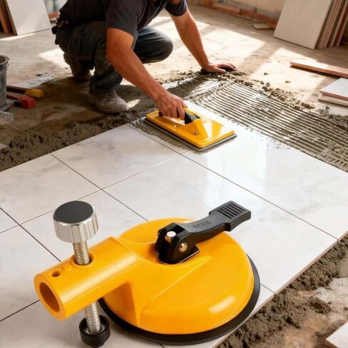 Adjustable Vacuum Suction Cups for Seam-Joining Leveling, Floor Gap Fixer Tool, 130 mm Height Setter, Stainless Steel Plate and Knob for Tile Leveling with Heavy-Duty Rubber Suction Cups (1 PCS) in Kuwait