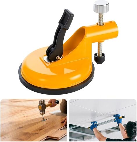 Adjustable Vacuum Suction Cups for Seam-Joining Leveling, Floor Gap Fixer Tool, 130 mm Height Setter, Stainless Steel Plate and Knob for Tile Leveling with Heavy-Duty Rubber Suction Cups (1 PCS) in Kuwait