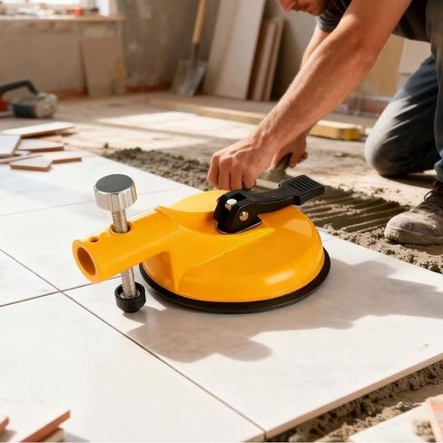 Adjustable Vacuum Suction Cups for Seam-Joining Leveling, Floor Gap Fixer Tool, 130 mm Height Setter, Stainless Steel Plate and Knob for Tile Leveling with Heavy-Duty Rubber Suction Cups (1 PCS) in Kuwait