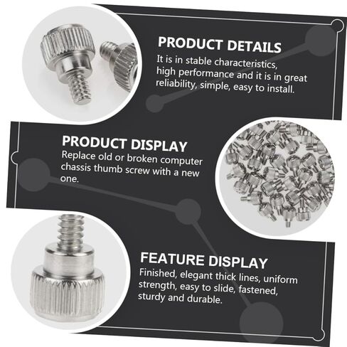 Veemoon 100pcs Knurled Thumbscrews Computer Chassis Screws Silver Replacement for Desktop PC Side Panel Fixing, Practical Computer Case Accessory for DIY Assembly in Saudi Arabia