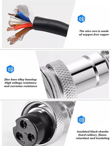 GX16 4 Pin Aviation Connector Cable, 9.84FT Double Female Extension Cord with Panel Mount, Circular Metal Plug Wire for Industrial Equipment in Saudi Arabia