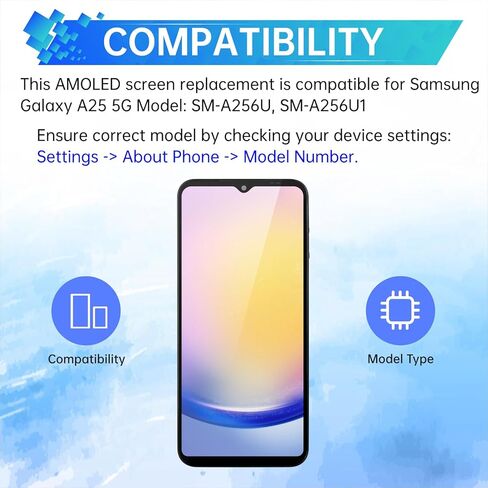 بديل شاشة Samsung Galaxy A25 AMOLED مع إطار شاشة AMOLED تعمل باللمس محول رقمي تجميع كامل زجاج إصلاح مع مجموعة أدوات إصلاح SM-A256U SM-A256U1 in Kuwait