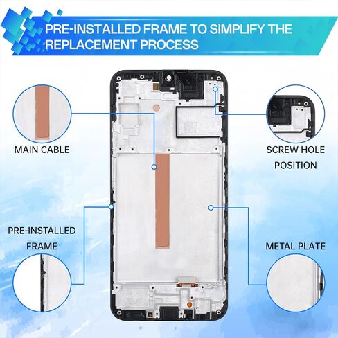 بديل شاشة Samsung Galaxy A25 AMOLED مع إطار شاشة AMOLED تعمل باللمس محول رقمي تجميع كامل زجاج إصلاح مع مجموعة أدوات إصلاح SM-A256U SM-A256U1 in Kuwait