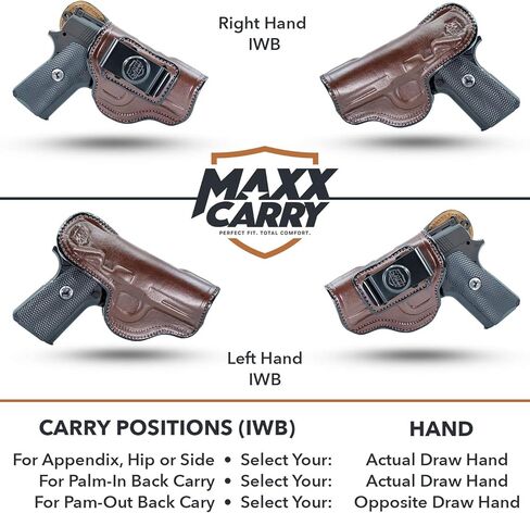 Maxx Carry داخل الحافظة الجلدية لحزام الخصر لـ Kimber 1911 3". حافظة IWB مع مشبك إخفاء للحمل. in Kuwait