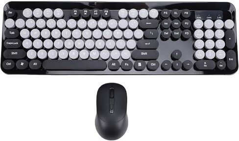 EBTOOLS Wireless Keyboard and Mouse Combo, 2.4GHz Plug and Play with Retro Round Keycaps and Quiet Clicks, Numeric Keypad and Multimedia Hotkeys, Compatible with PC Laptop Desktop (Pink) in Saudi Arabia