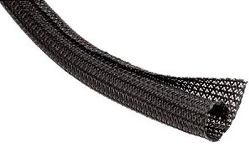 Electriduct F6 Flame Retardant Braided Wrap Around Sleeving Cable Mesh - 1/8 inch Diameter - 25 Feet | Black with White Tracer in Saudi Arabia